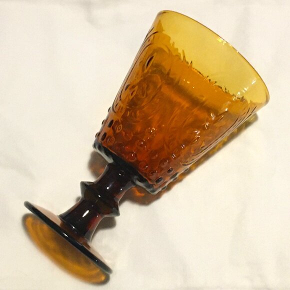 Vintage Vatican Amber Wine Goblet - Picture 2 of 7